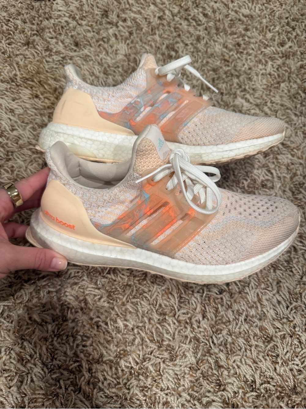 adidas UltraBoost Women's Peach/White Knit Sneakers